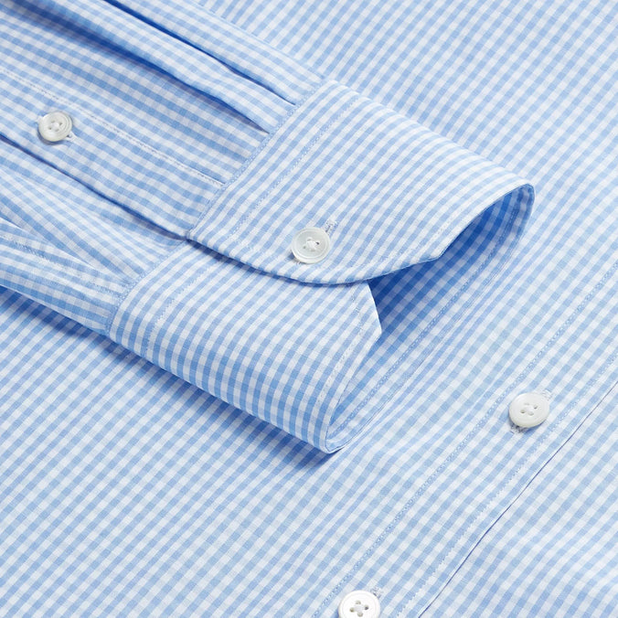 Pale Blue & White Classic Fit Essential Gingham Formal Shirt