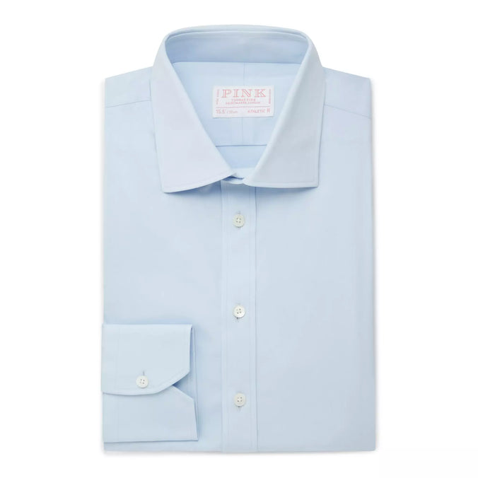 Pale Blue Athletic Fit Stretch Plain Poplin Formal Shirt