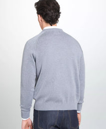 Pale Grey Knitted Crew Neck Sweatshirt
