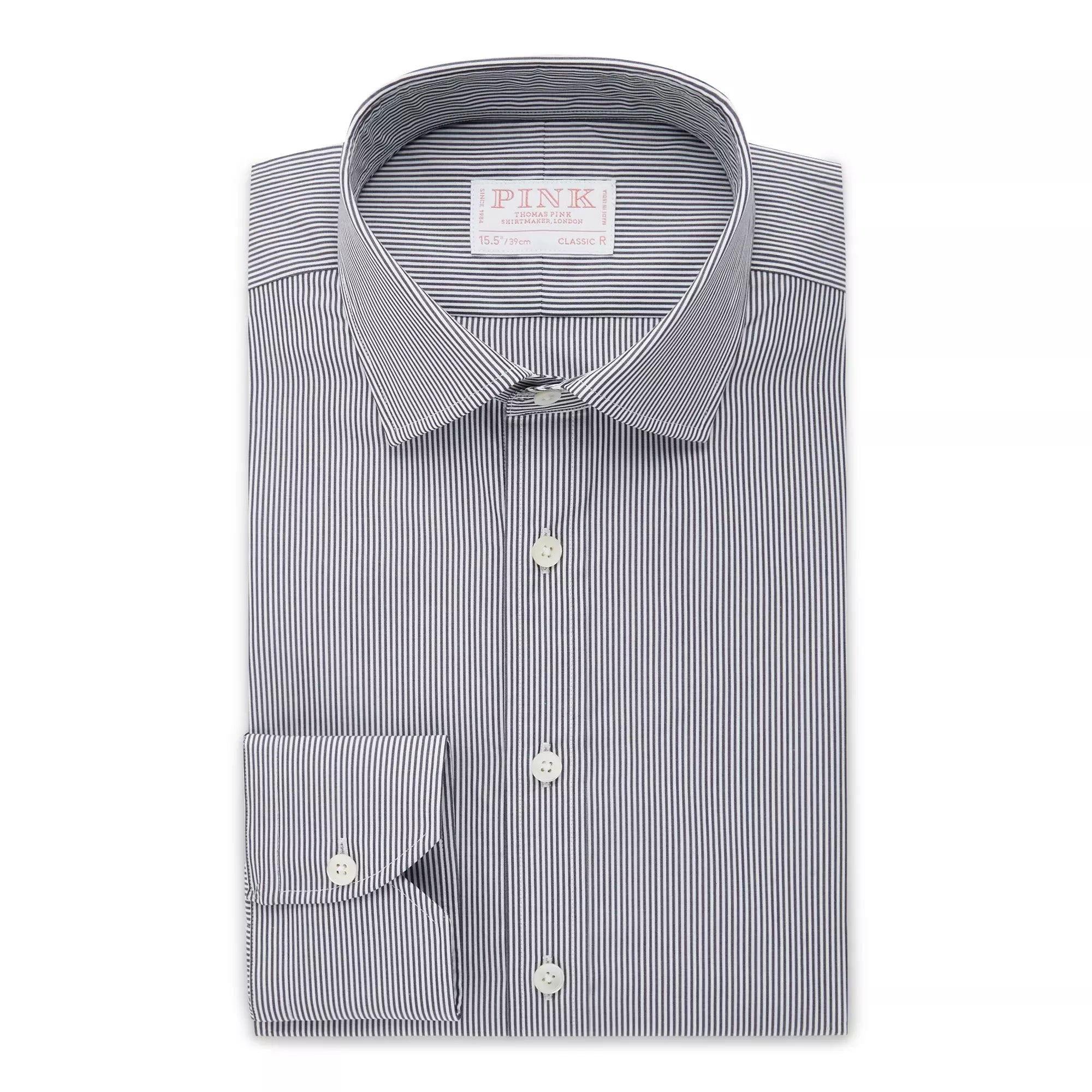 Navy & White Classic Fit Supraluxe Fine Bengal Formal Shirt