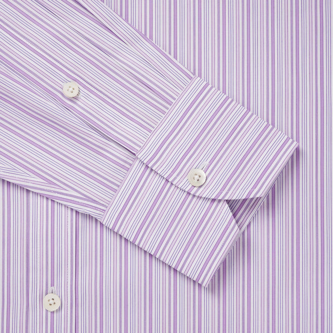 Lilac & White Tailored Fit Supraluxe Multi Stripe Formal Shirt