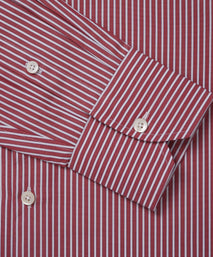 Red & White Tailored Fit End on End Stripe Formal Shirt