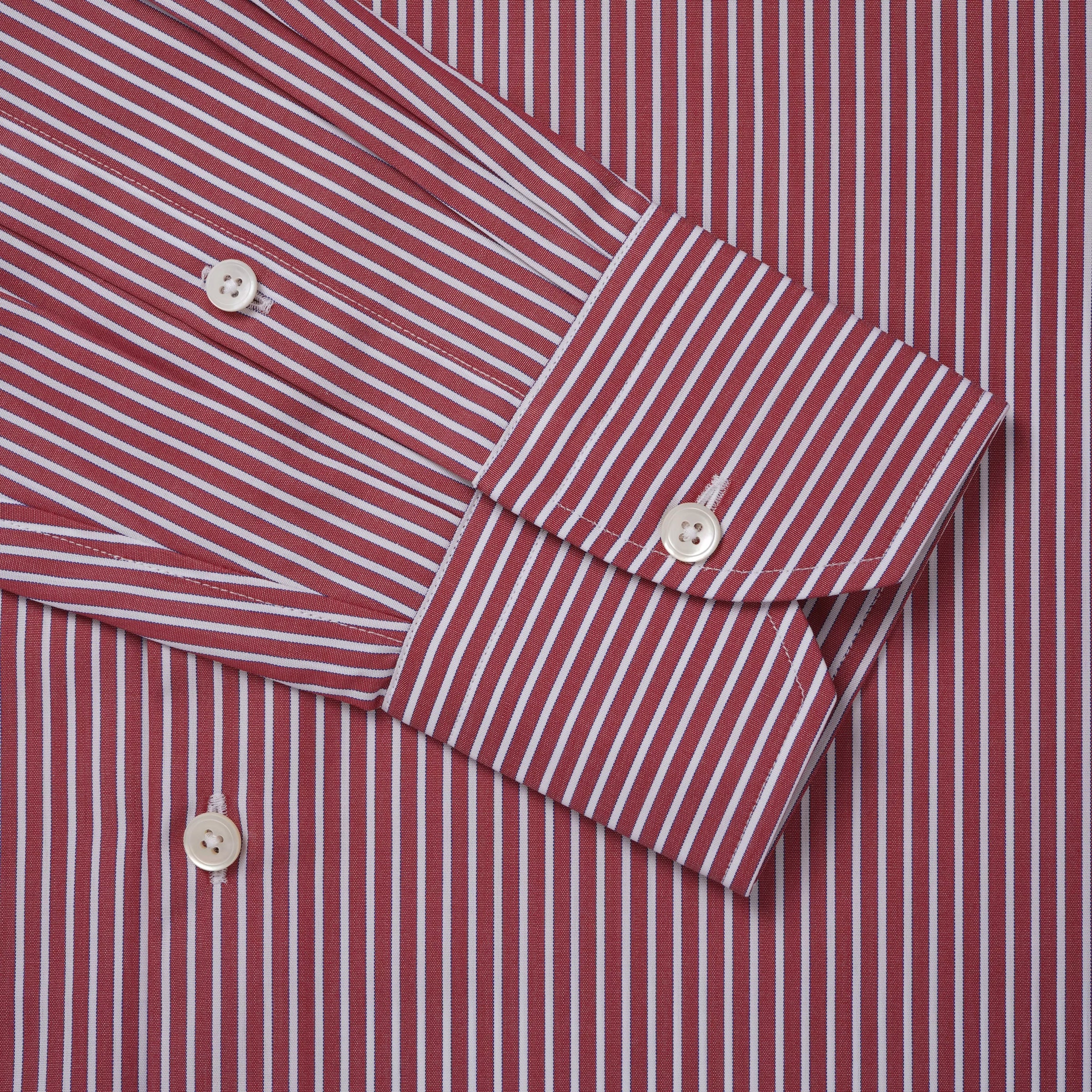 Red & White Tailored Fit End on End Stripe Formal Shirt