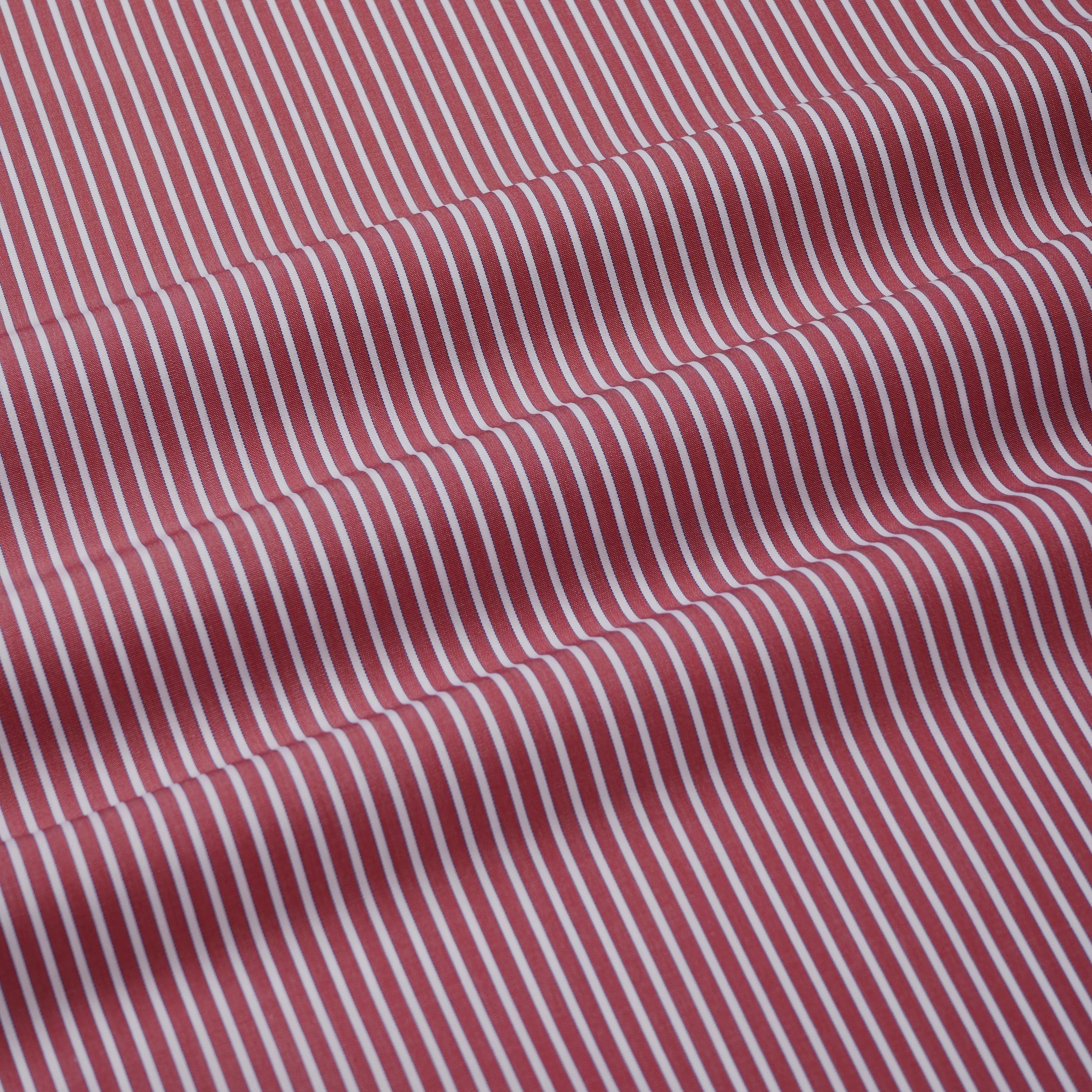 Red & White Tailored Fit End on End Stripe Formal Shirt