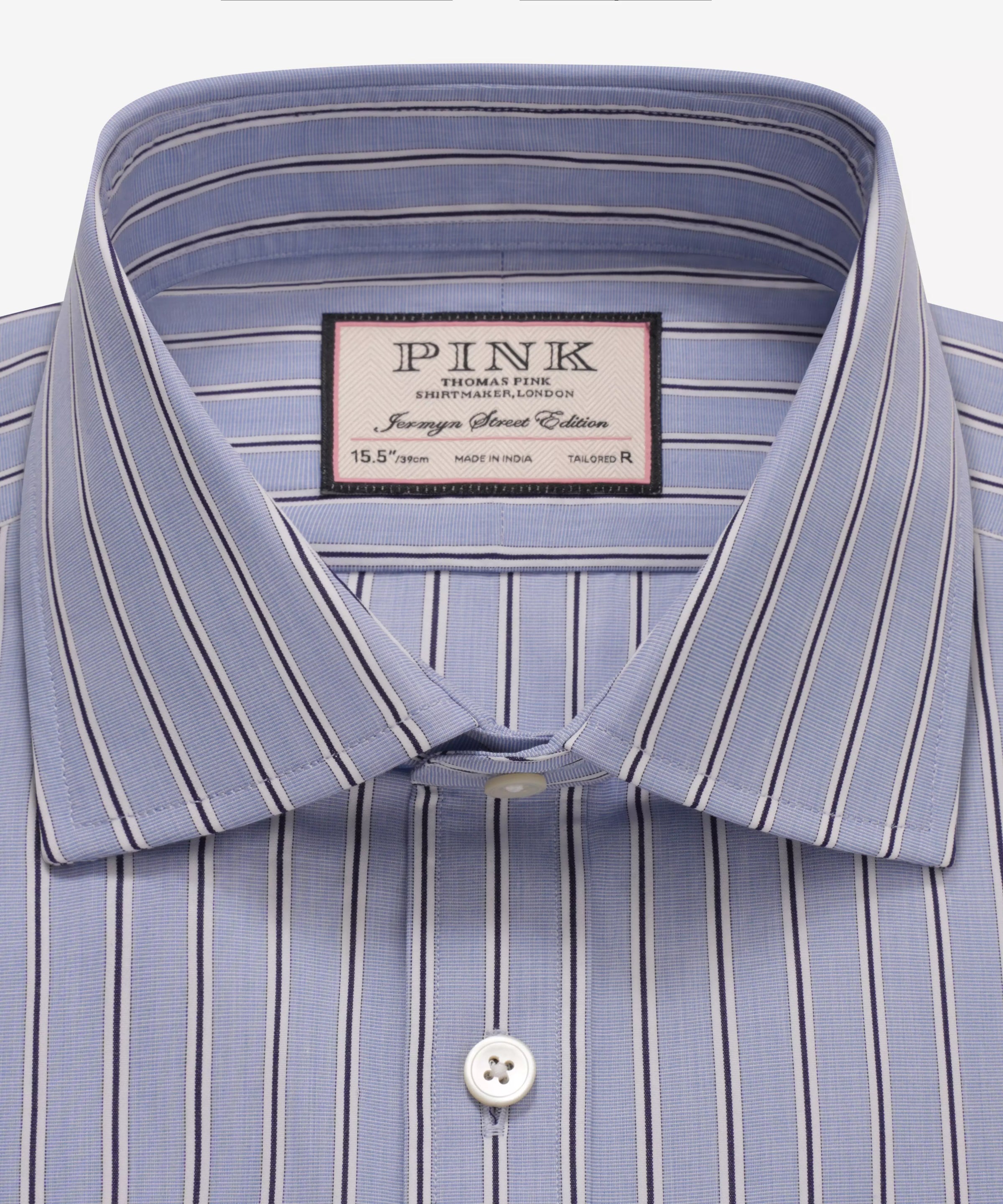 Blue & Navy Tailored Fit Regent End on End Stripe Formal Shirt