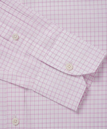 Pale Pink & White Tailored Fit Twill Graph Check Formal Shirt