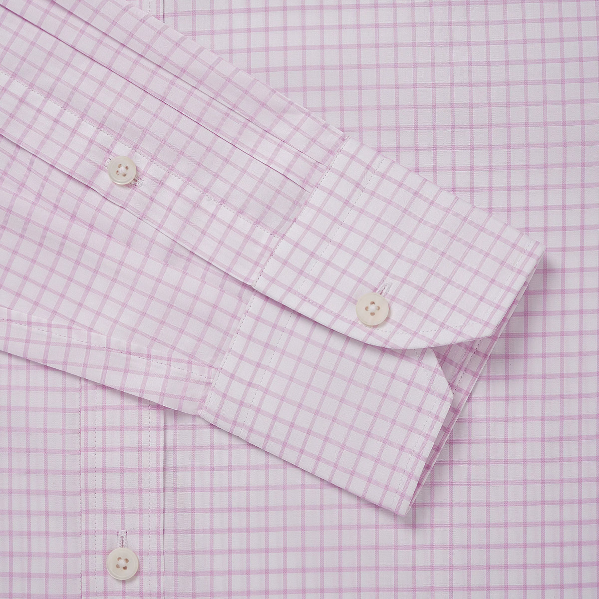 Pale Pink & White Tailored Fit Twill Graph Check Formal Shirt