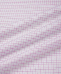 Pale Pink & White Tailored Fit Twill Graph Check Formal Shirt