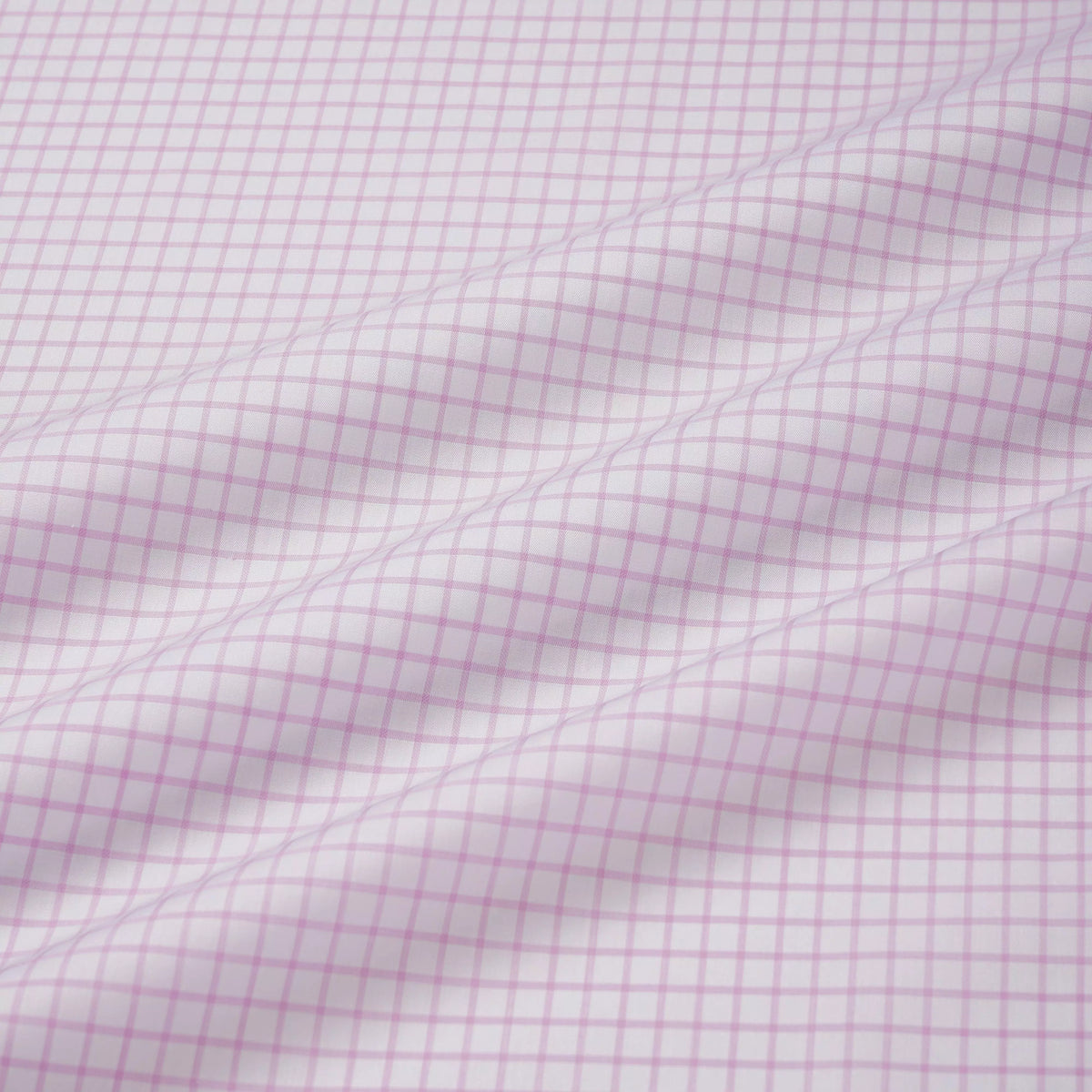 Pale Pink & White Tailored Fit Twill Graph Check Formal Shirt