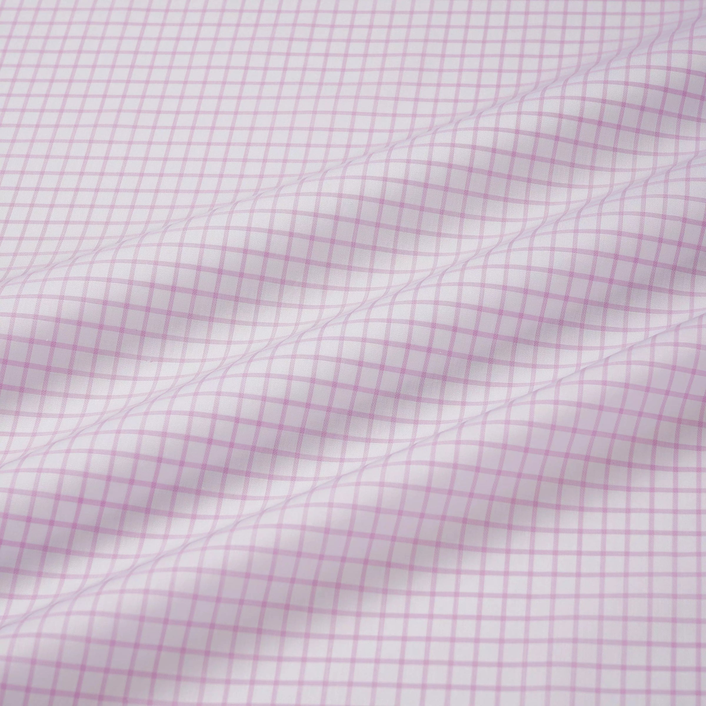 Pale Pink & White Tailored Fit Twill Graph Check Formal Shirt