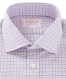 Deep Red & Blue Slim Fit Tattersall Check Formal Shirt