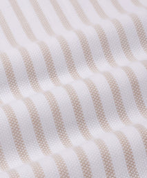 Beige & White Classic Fit Piquet Stripe Formal Shirt