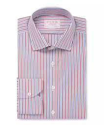 White & Multi Classic Fit Track Stripe Formal Shirt