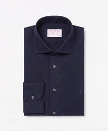 Navy Tailored Fit Essential Linen Smart Casual Shirt