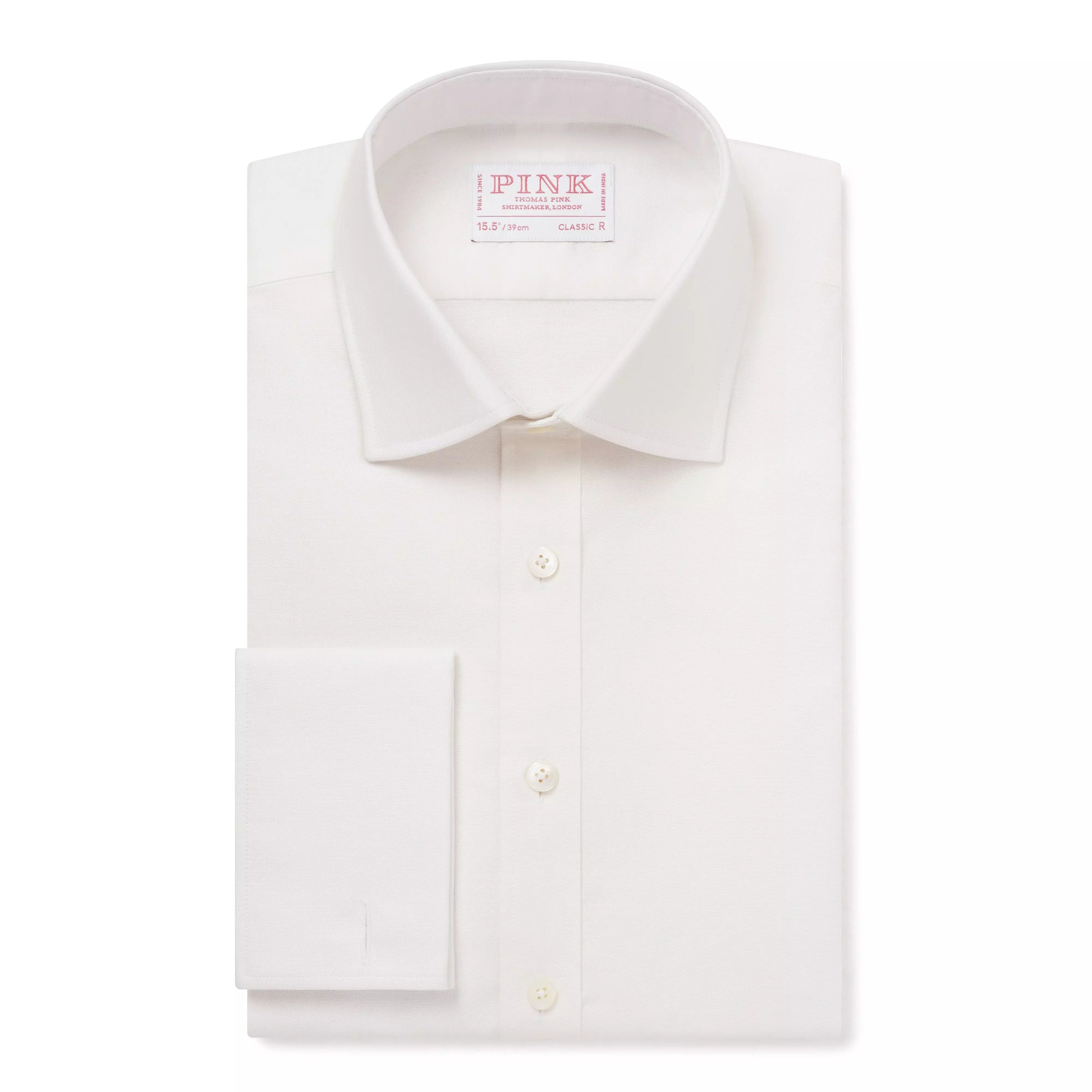 White Classic Fit Double Cuff Cotton Oxford Formal Shirt