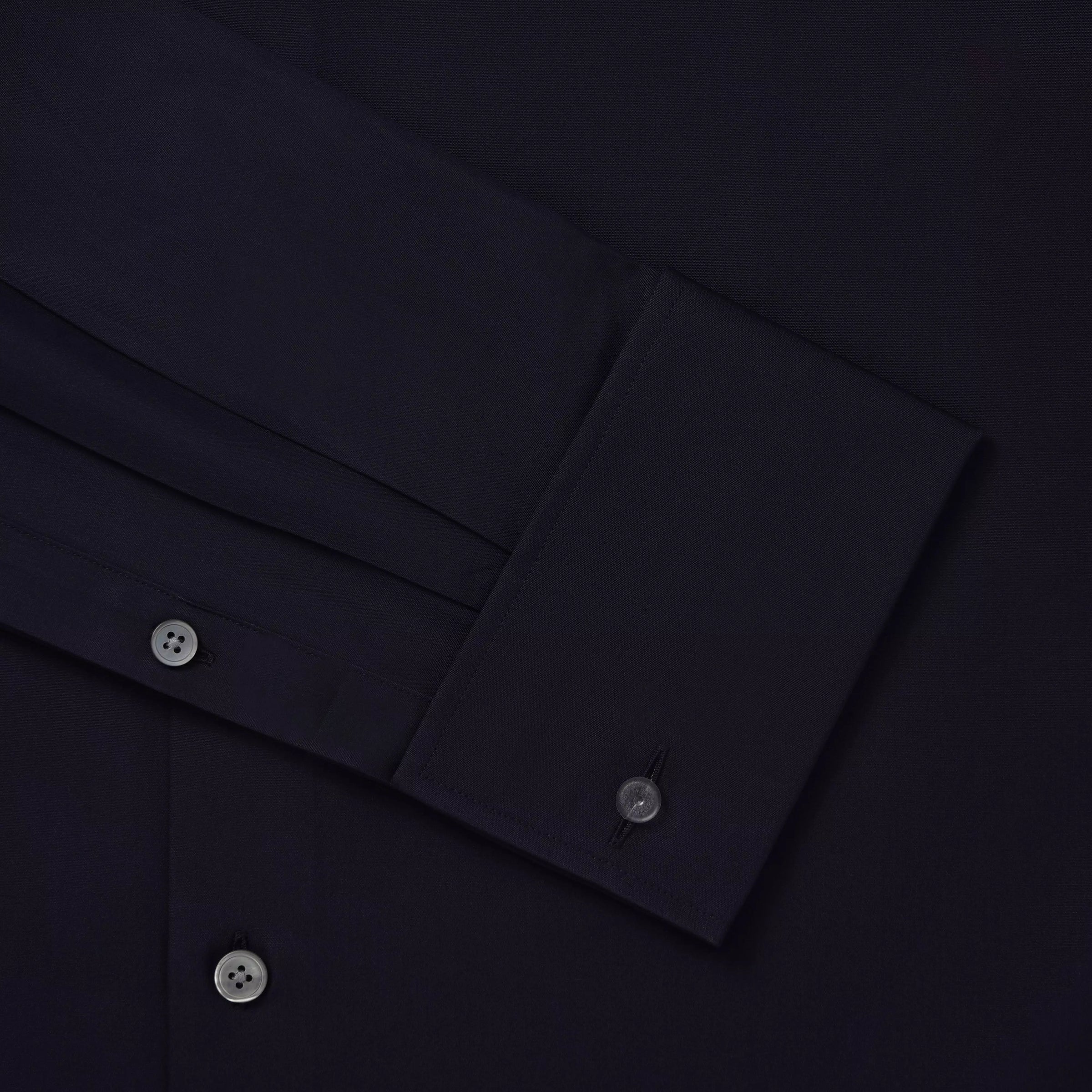 Navy Blue Classic Fit Double Cuff Ramses Cotton Poplin Formal Shirt