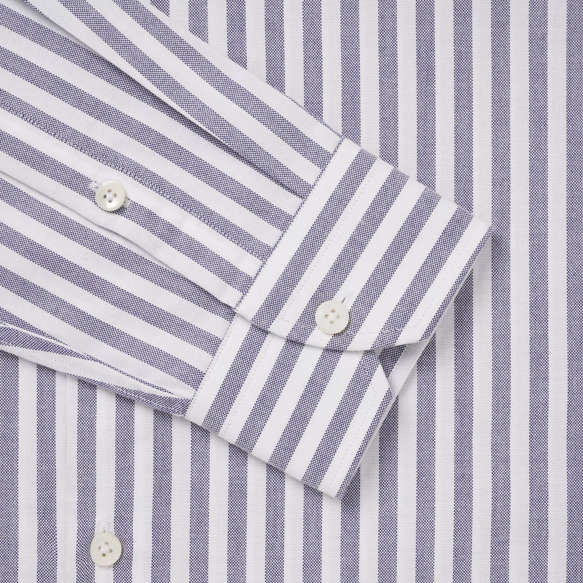 Navy Blue & White Tailored Fit Smart Casual Striped Oxford Shirt