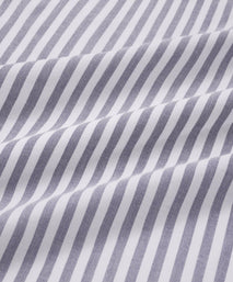 Navy Blue & White Tailored Fit Smart Casual Striped Oxford Shirt