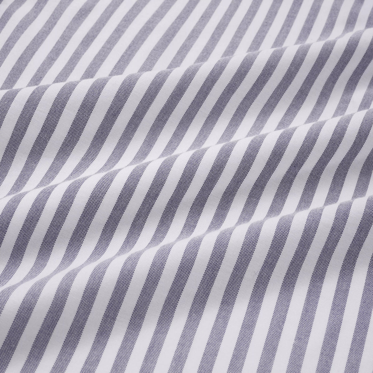 Navy Blue & White Tailored Fit Smart Casual Striped Oxford Shirt