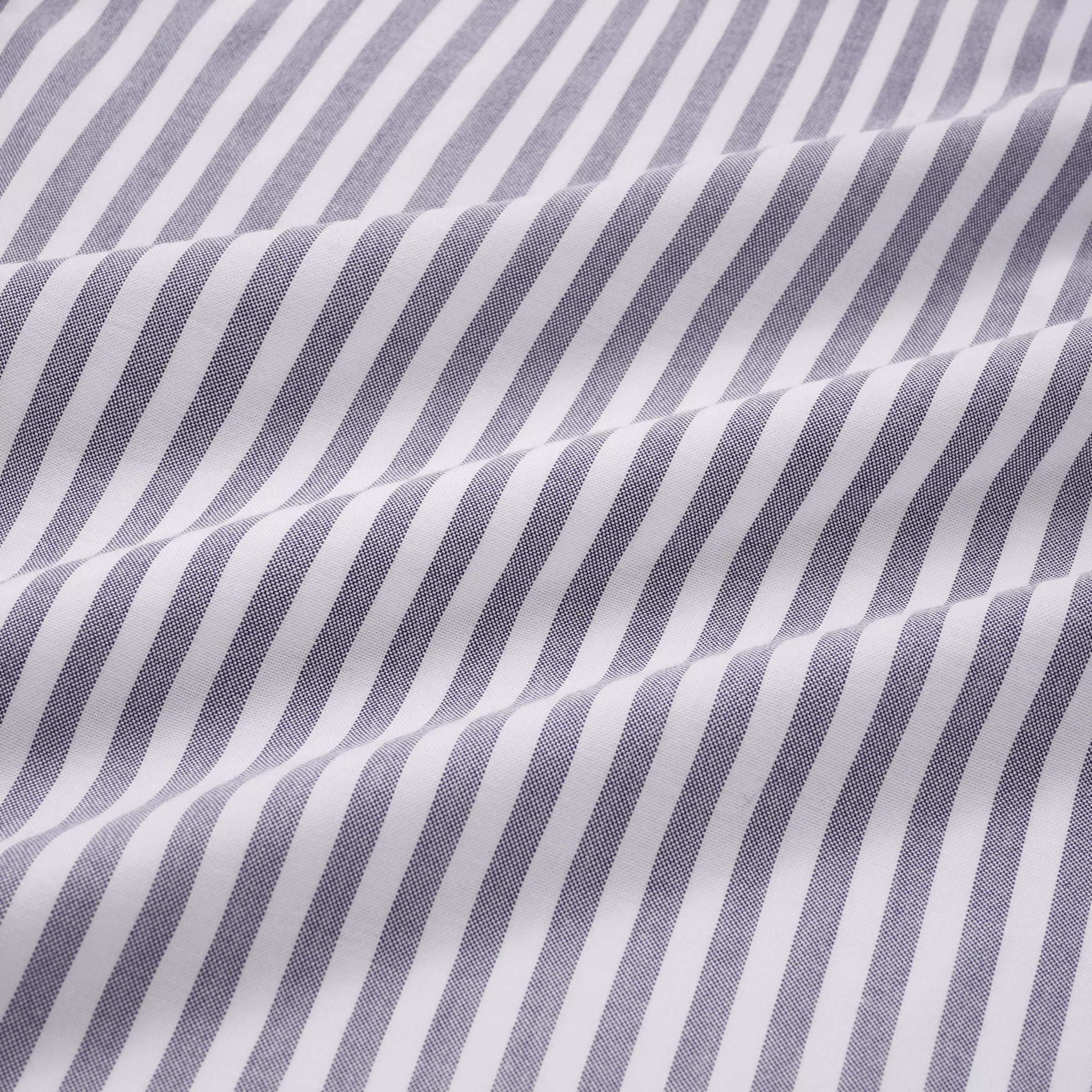 Navy Blue & White Tailored Fit Smart Casual Striped Oxford Shirt